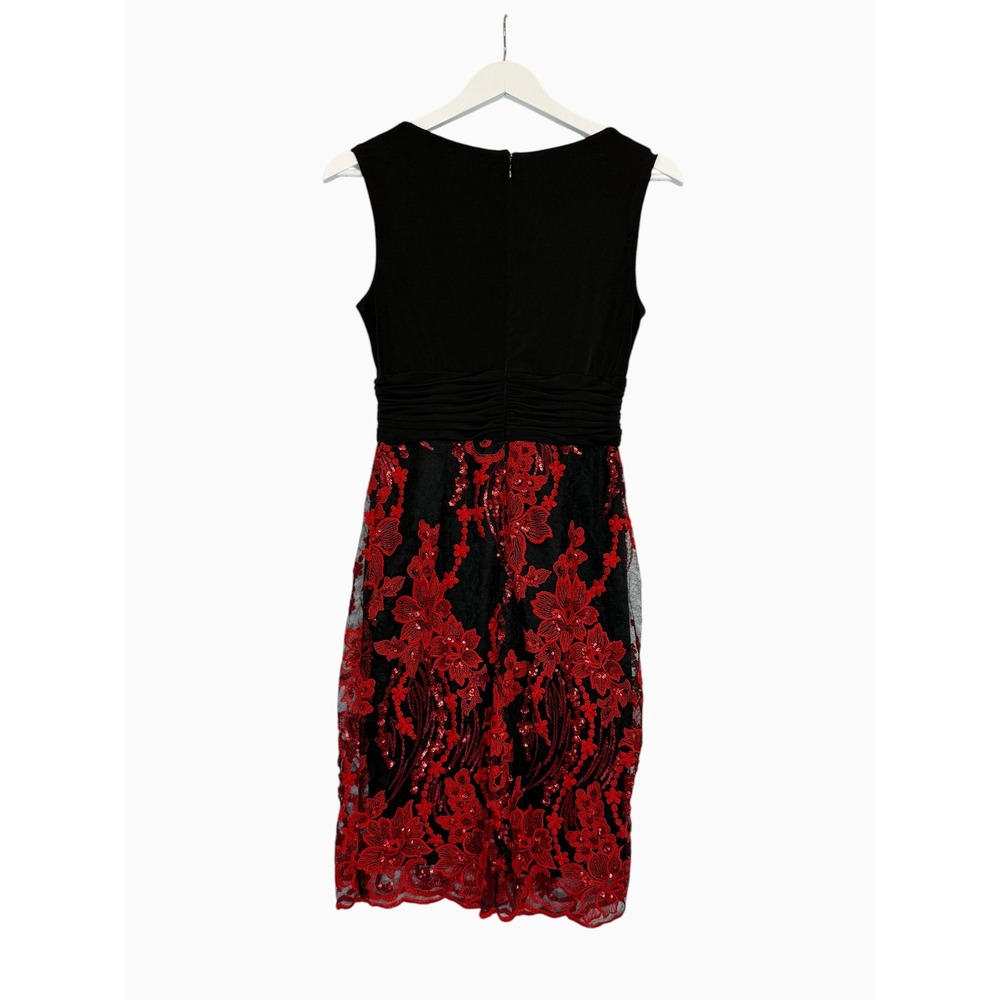 Chaya Women's 4 Black Red Lace Sequin Cocktail Sheath Dress Sleeveless